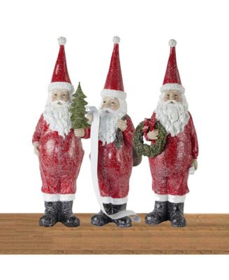Frosted Long John Santa With Pine And List Accent (Set of 3)
