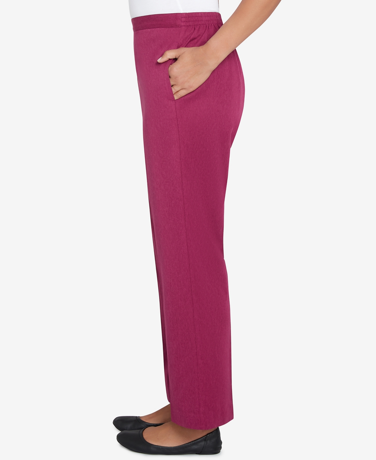 Alfred Dunner Women'sCountry Soft Microfiber Side Seam Pocket Medium Length Pants - Wine