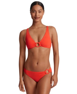 Ralph Lauren Womens Macrame O Ring Bikini Top Bottoms In Electric Blue
