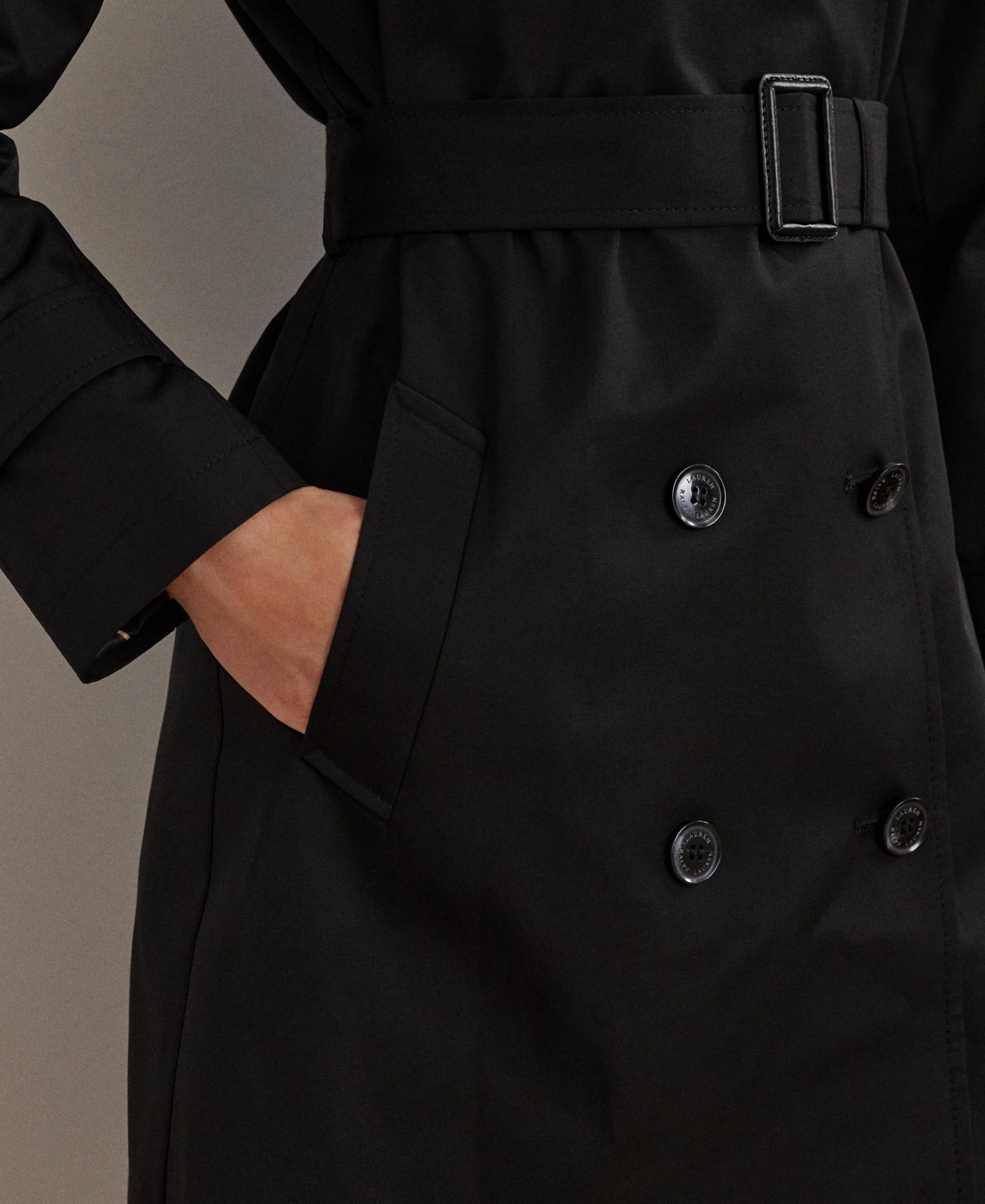 Женское пальто Lauren Ralph Lauren Belted Water-Resistant Trench, цвет: Чёрный — фото 4
