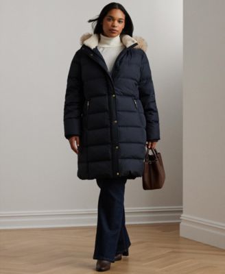 Plus Size Faux-Fur-Trim Hooded Puffer Coat