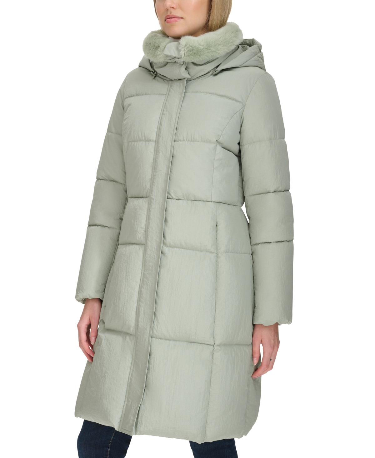 Cole Haan Women's Shine Faux-Fur-Collar Hooded Puffer Coat