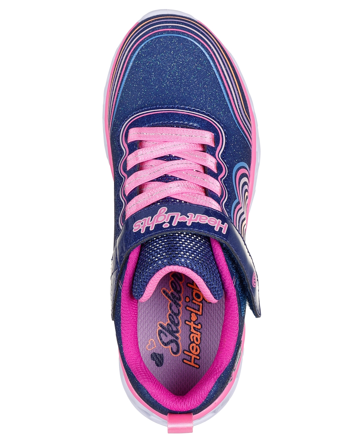 Skechers Little Girls Heart Lights-Retro Hearts Light-Up Fastening Strap Casual Sneakers from Finish Line -Multi