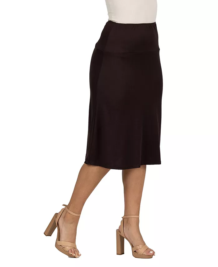 A Line Elastic Waist Knee Length Skirt - thumbnail 4