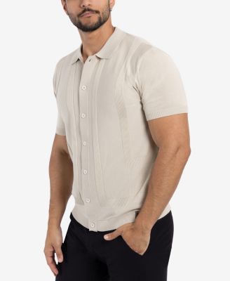 Men's Classic Ribbed Texture Polo Sweater