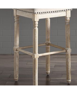 2-Piece Wood Upholstered Swivel Bar Stool Set