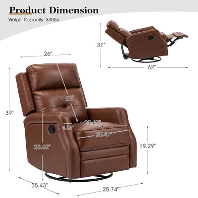 Beatriz 28.74" Wide Genuine Leather Swivel Rocker Recliner