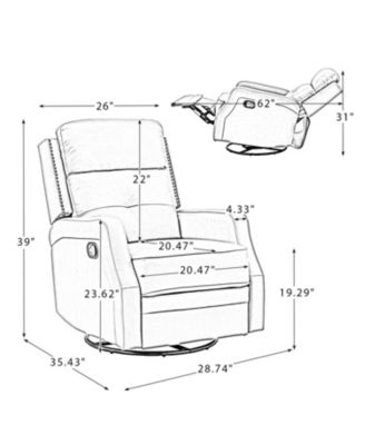  Beatriz 28.74" Wide Genuine Leather Swivel Rocker Recliner