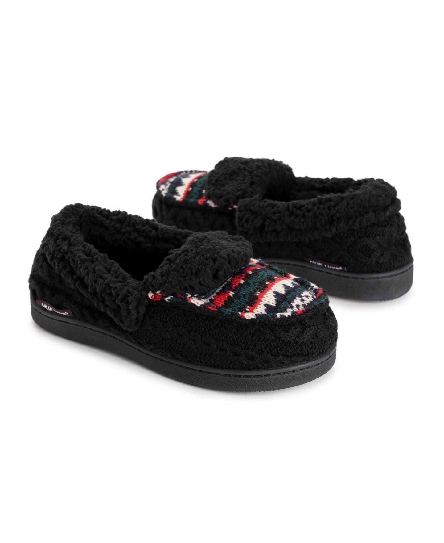 Женские тапочки MUK LUKS Anais Moccasin Slippers, цвет: Чёрный — фото 5