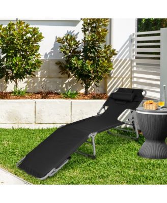 Set of 2 Beach Chaise Lounge Chair Folding Reclining Chair w/ Facing Hole Turquoise