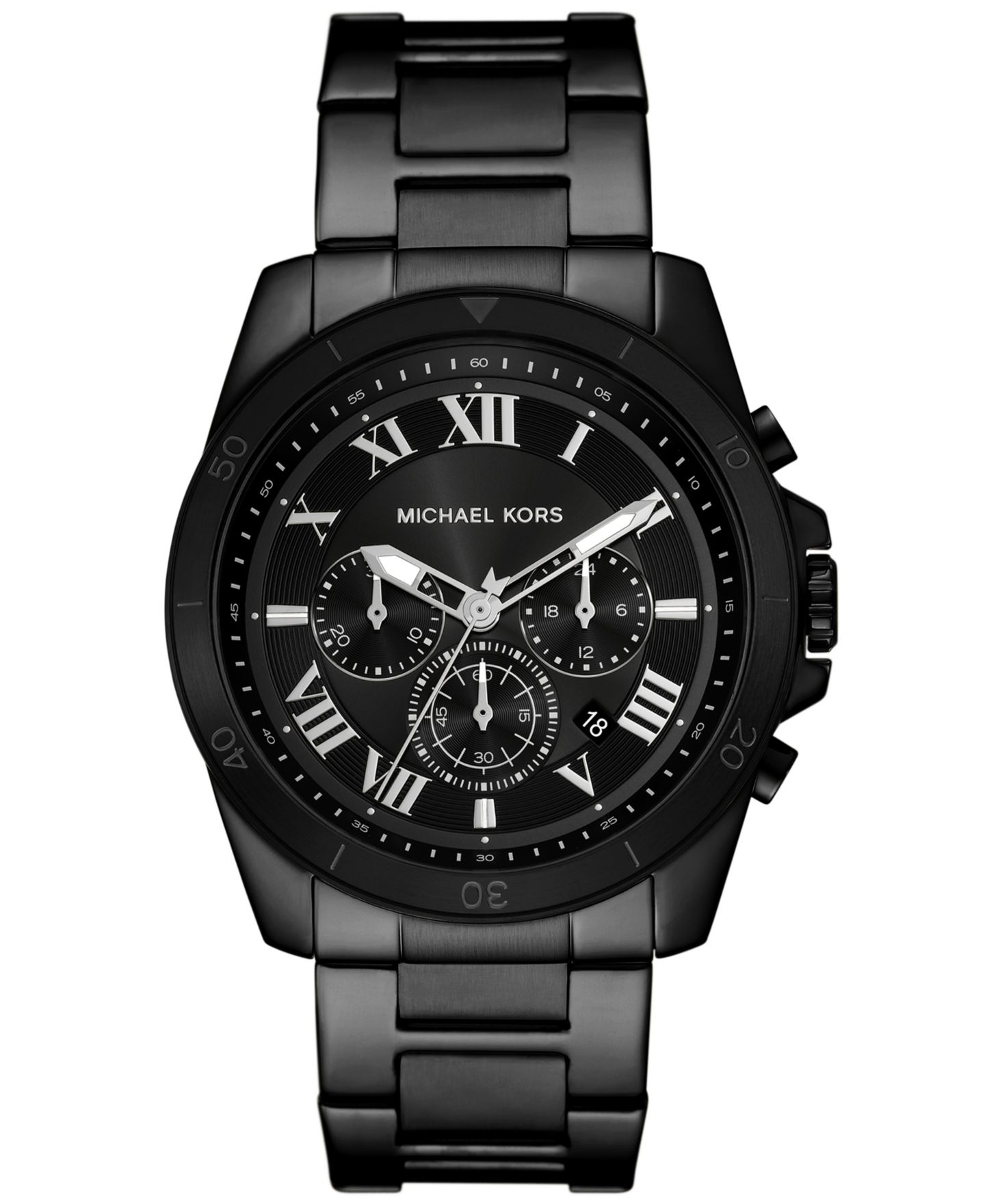 Мужские часы Michael Kors Alek Chronograph Black Stainless Steel Watch 44mm — фото 1