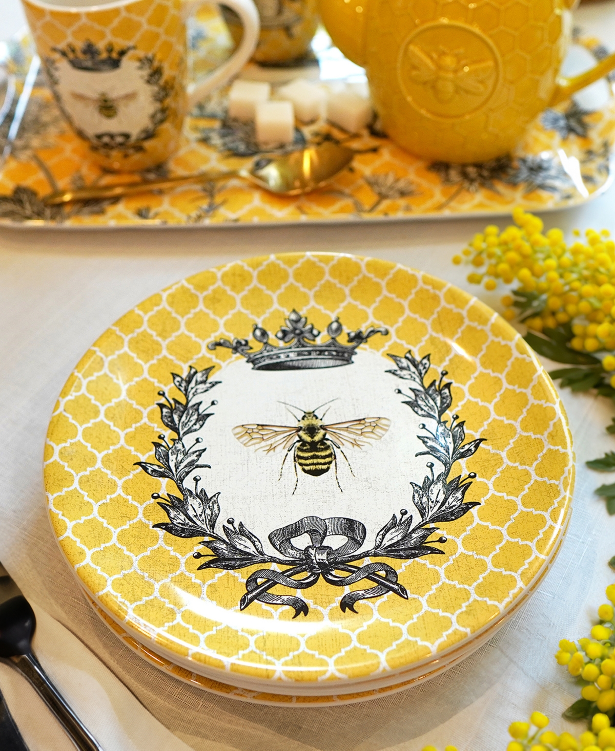 Certified International French Bees Set Of 4 Salad Plates In Miscellaneous