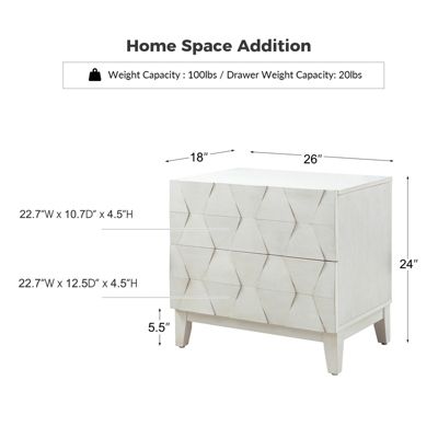 Ethel Contemporary 2 - Drawer End Table with Solid Wood Legs