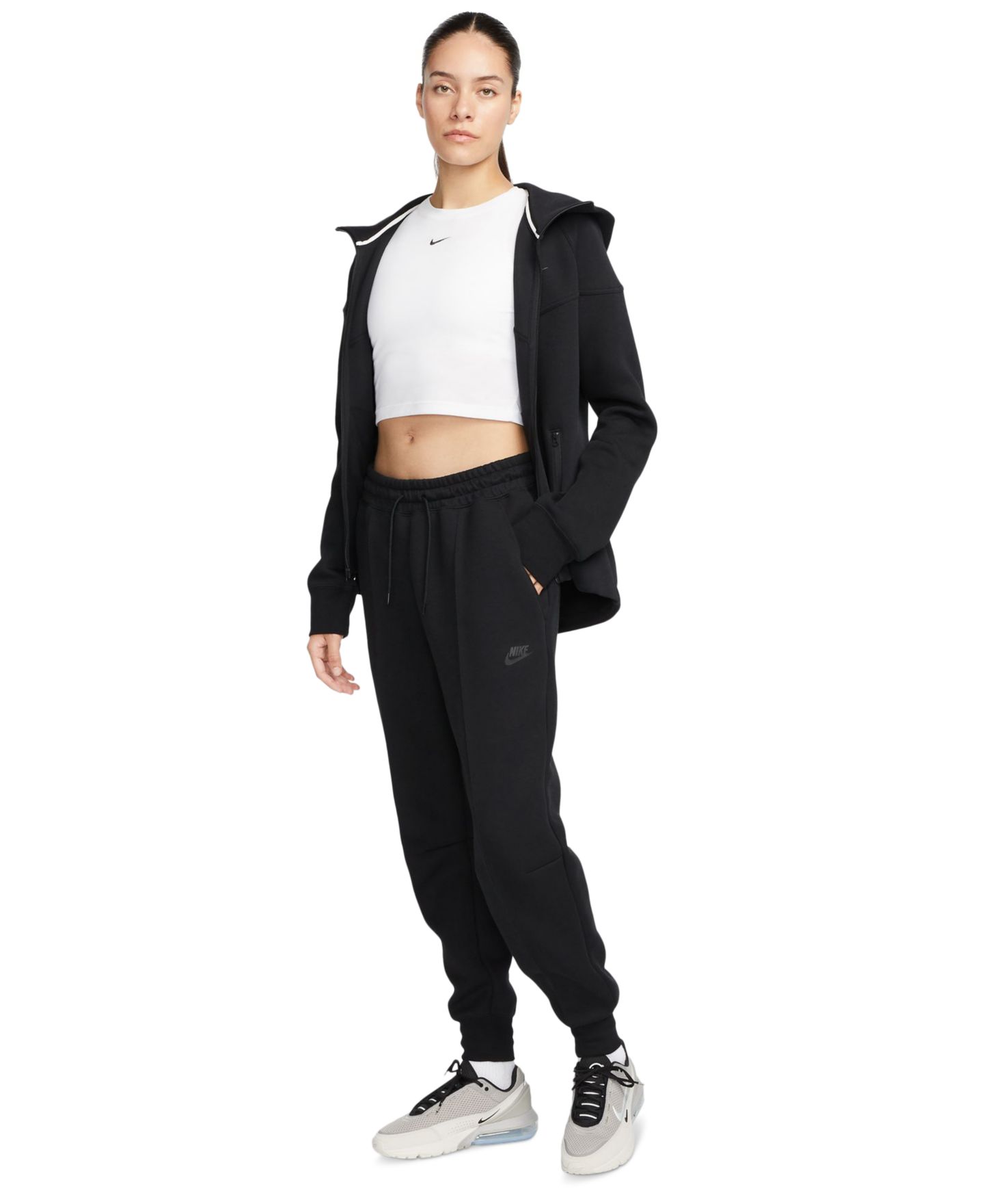 Женские брюки Nike Sportswear Tech Fleece Mid-Rise Jogger, цвет: Чёрный — фото 2