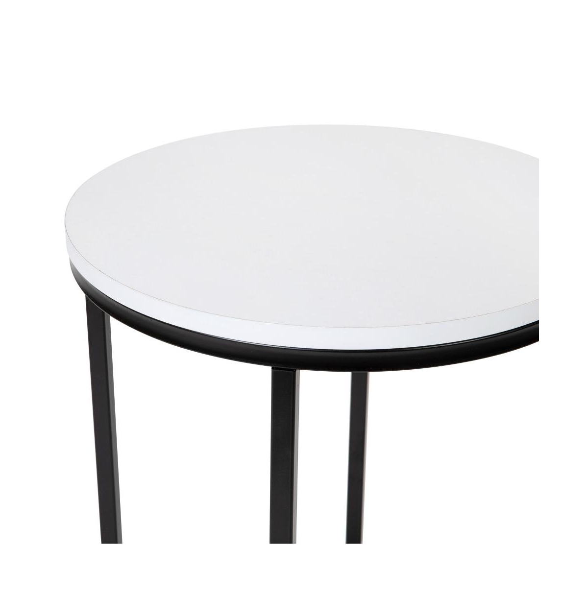 Merrick Lane Fairdale End Table With Round Cross Brace Frame -matte black frame
