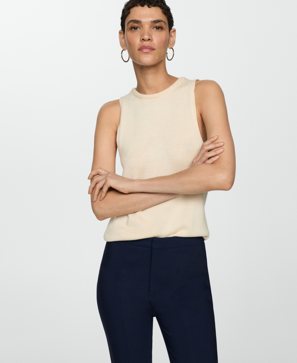 Mango Crop Skinny Pants In Black