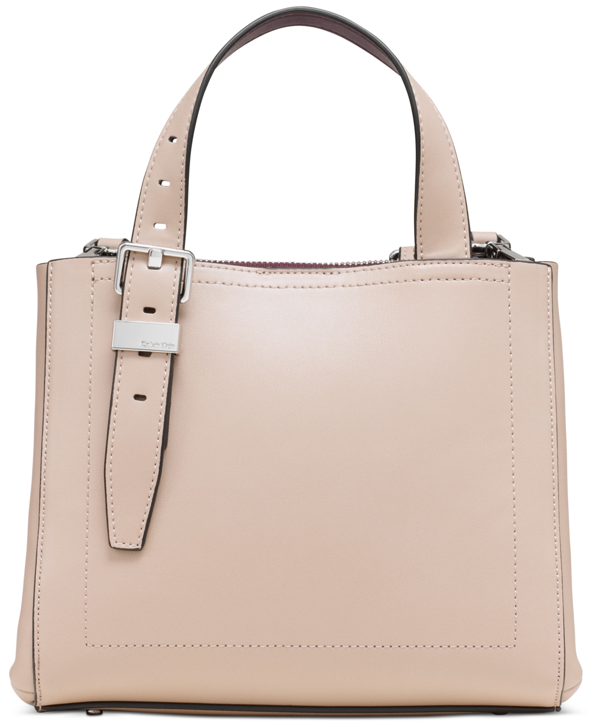 Calvin Klein Lowen Triple Compartment Adjustable Crossbody In Silv Mink