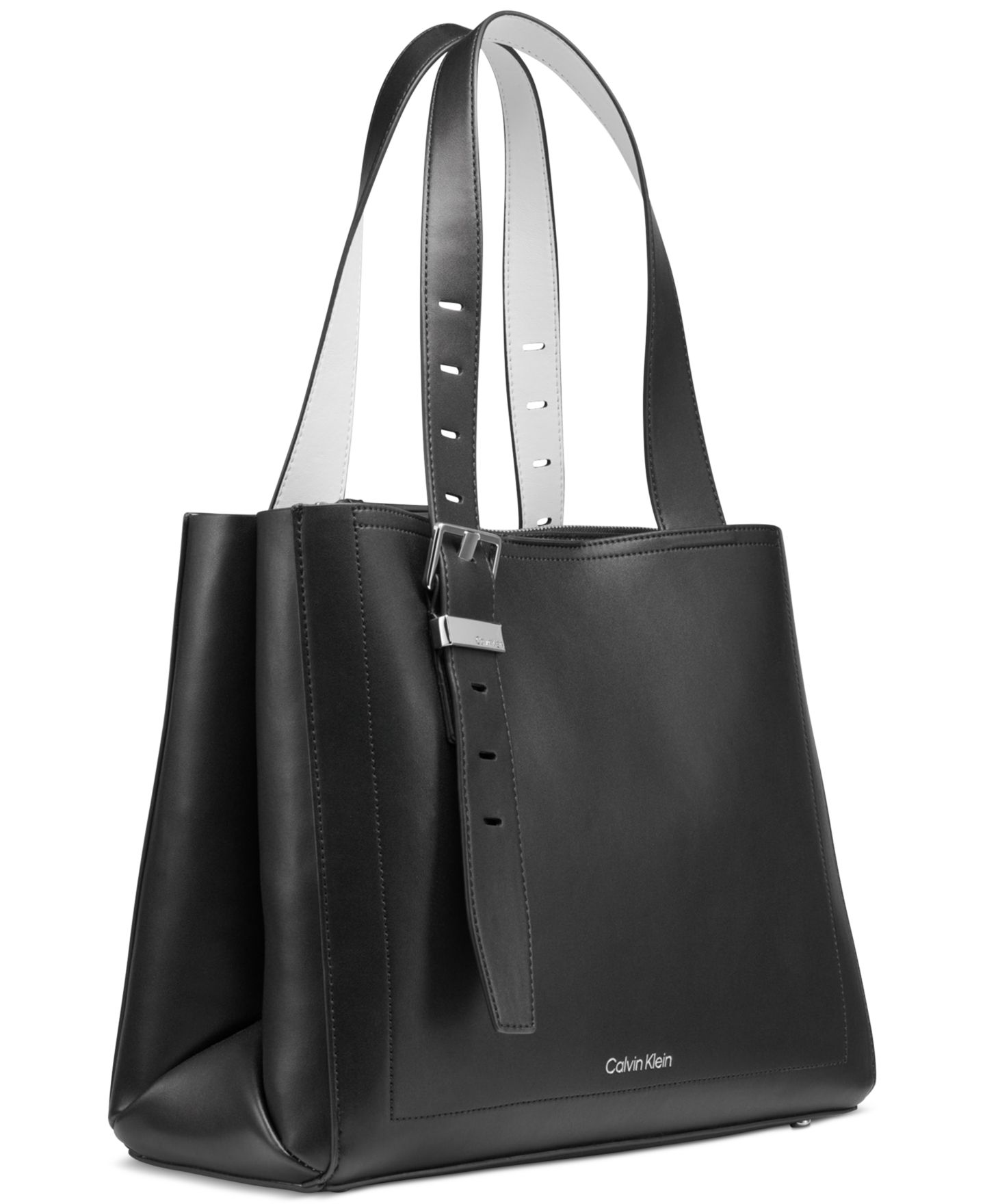 Женская сумка Calvin Klein Lowen Triple Compartment Adjustable Tote, цвет: Чёрный белый — фото 5