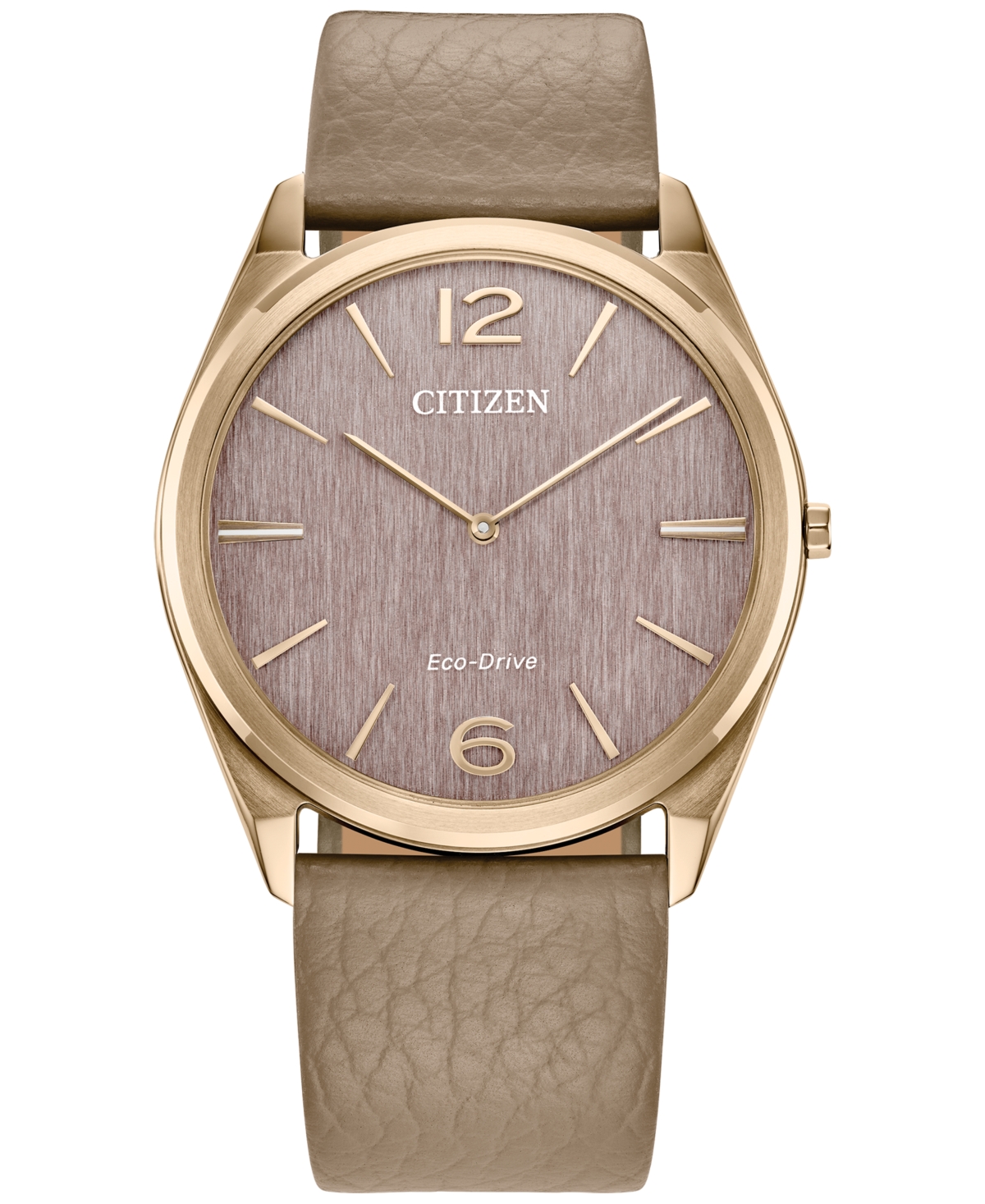 Eco-Drive Unisex Beige Leather Strap Watch 38mm