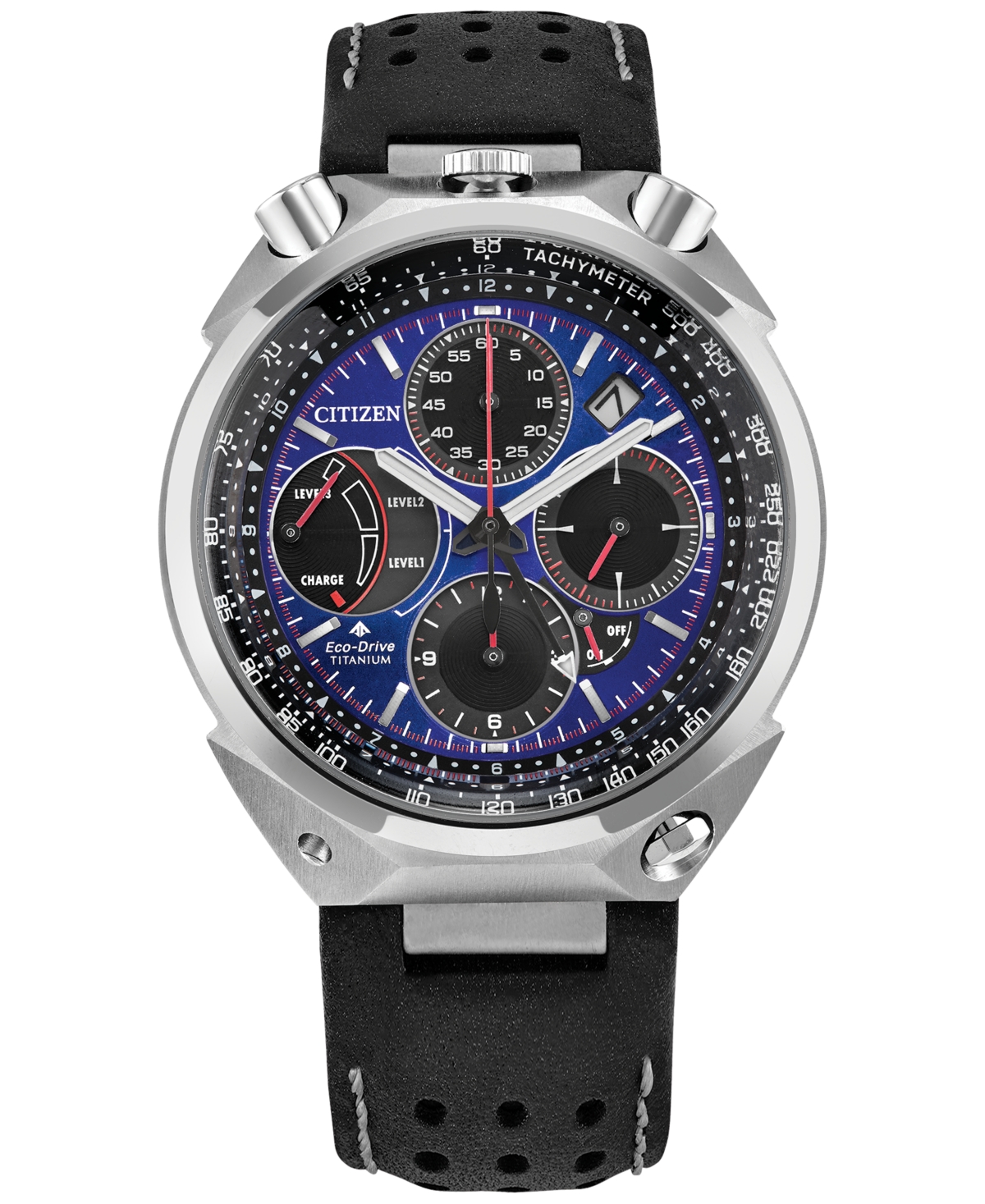 Eco-Drive Men's Chronograph Promaster Limited Edition Tsuno Racer Black Leather Strap Watch 43mm