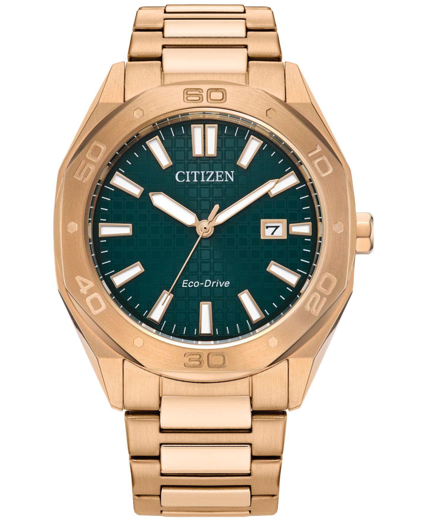 Мужские часы Citizen Eco-Drive Weekender Sport Rose Gold-Tone Stainless Steel Bracelet Watch 41mm — фото 1