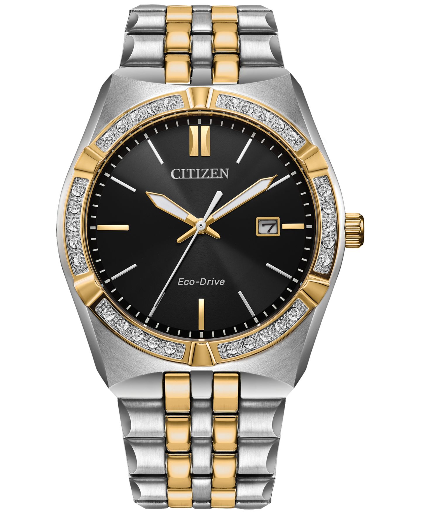 Мужские часы Citizen Eco-Drive Corso Diamond (1/10 ct. t.w.) Two-Tone Stainless Steel Bracelet Watch 40mm — фото 1