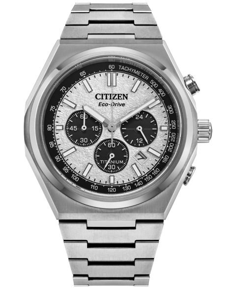 Мужские часы Citizen Eco-Drive Chronograph Zenshin Super Titanium Bracelet Watch 43mm