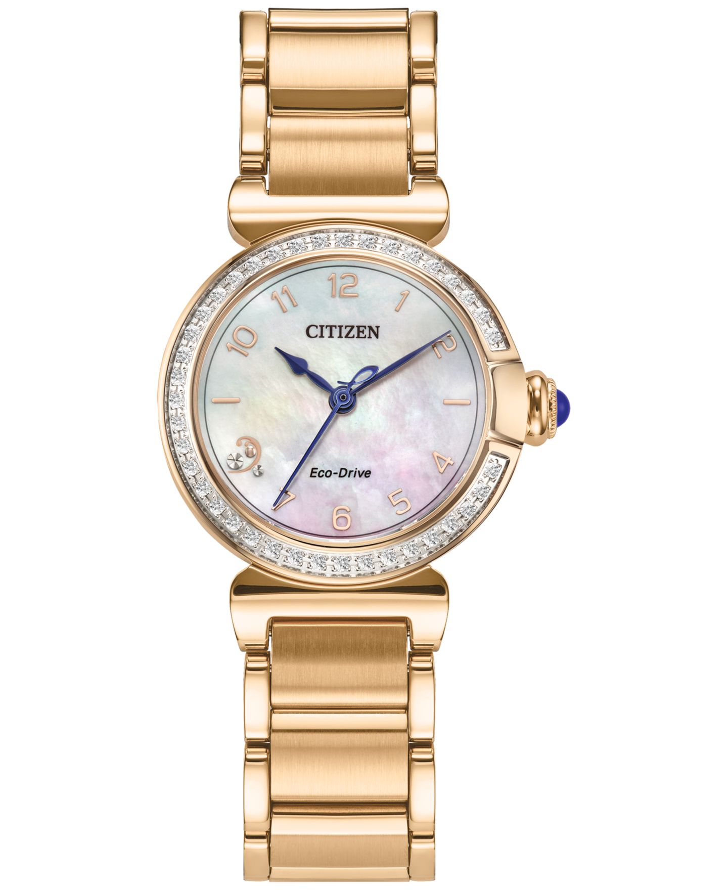 Женские часы Citizen Eco-Drive Diamond (1/6 ct. t.w.) Rose Gold-Tone Stainless Steel Bracelet Watch 26mm — фото 1