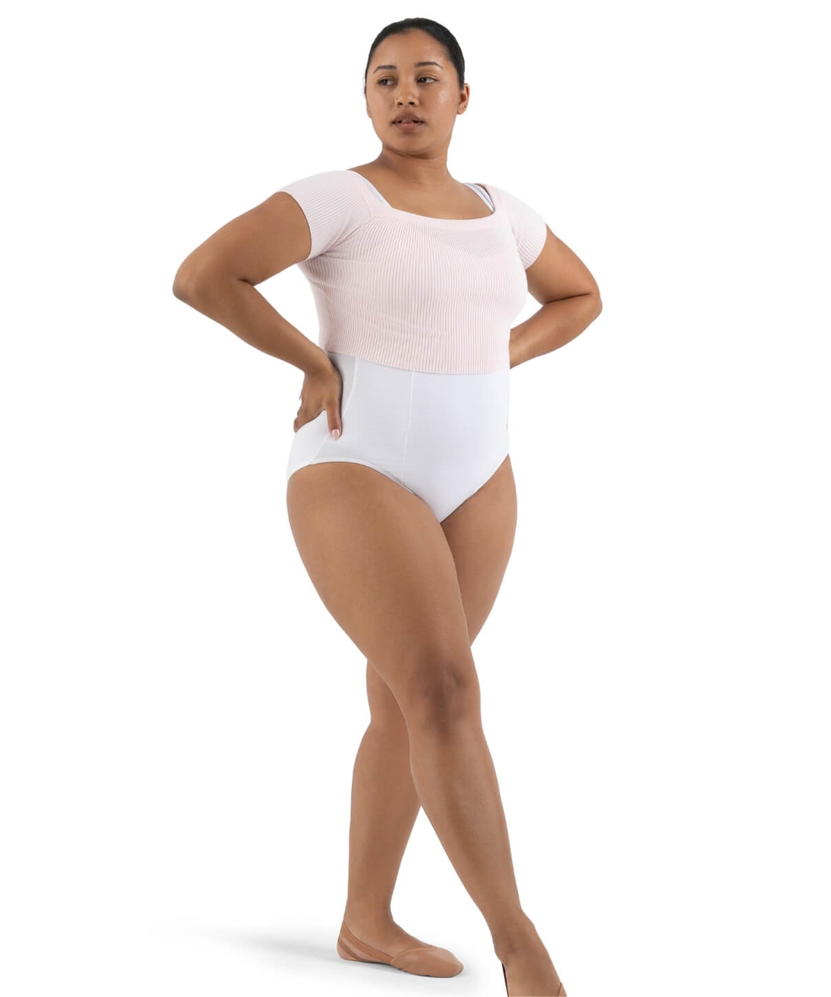 Capezio Ribbed Sweater Knit Cropped Sweater