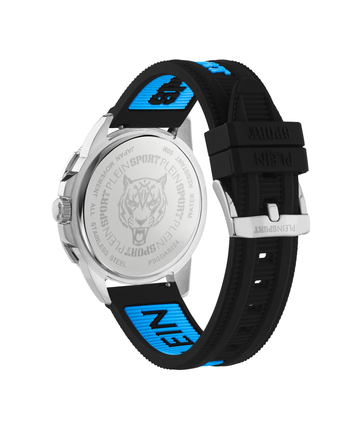 Shop Plein Sport Men's Rampage 3 Hand Date Quartz Black Silicone Strap 44mm