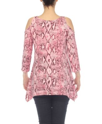 Maternity Snake Print Cold Shoulder Tunic