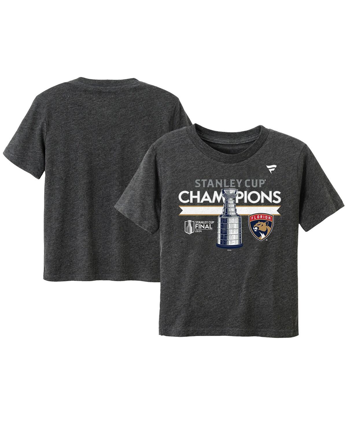 Fanatics Preschool Heather Charcoal Florida Panthers 2024 Stanley Cup Champions Locker Room T-shirt In Heather Charcoal