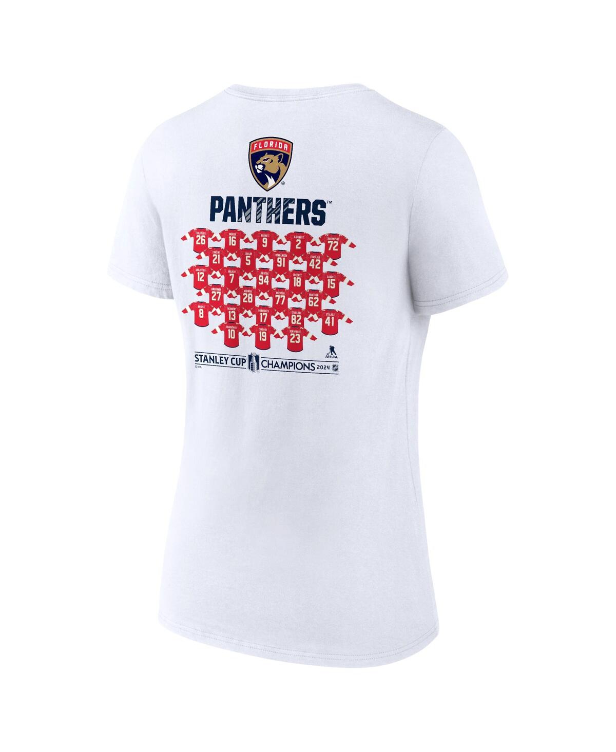 Fanatics Women's White Florida Panthers 2024 Stanley Cup Champions Plus Size Jersey Roster V-neck T-shirt In White