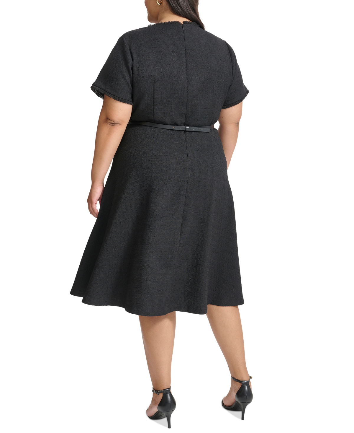 Tommy Hilfiger Plus Size Fringe-Trim Belted Fit & Flare Dress