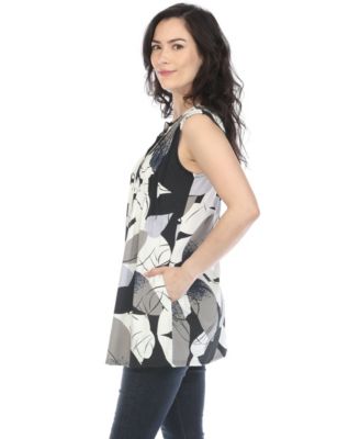 Women's Pleated Front Sleeveless Tunic Top