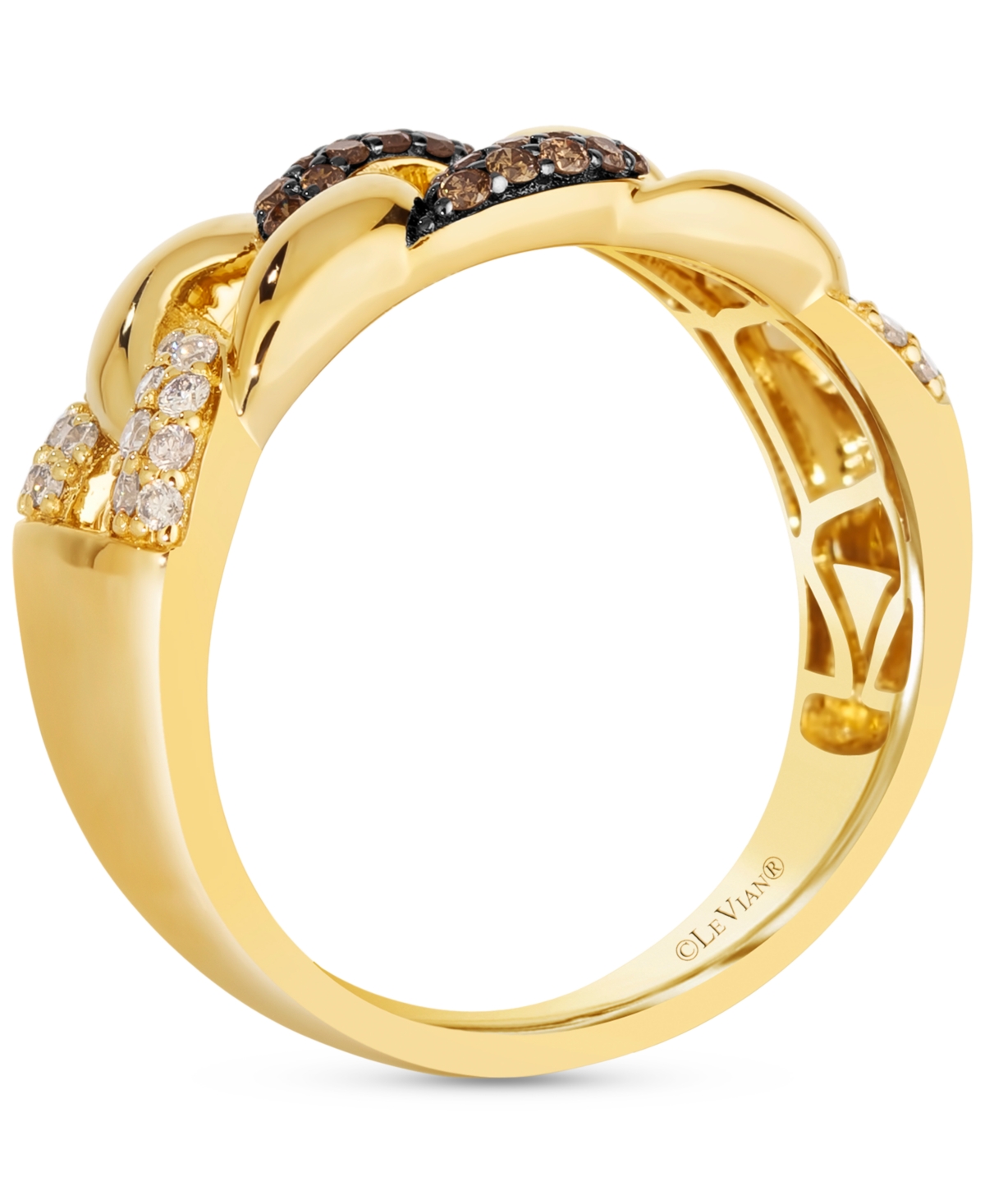 Le Vian Men's Nude Diamond & Chocolate Diamond Chain Link Ring (1/2 Ct. T.w.) In 14k Gold In No Color