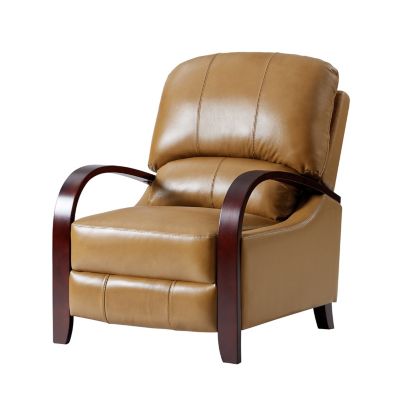 Alex Mid Century Modern Genuine Leather Manual Recliner