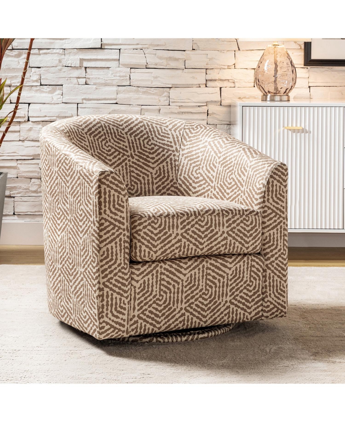 Hulala Home Contemporary Sanches Wooden Upholstery Barrel Chair Built-in Pocket Spring