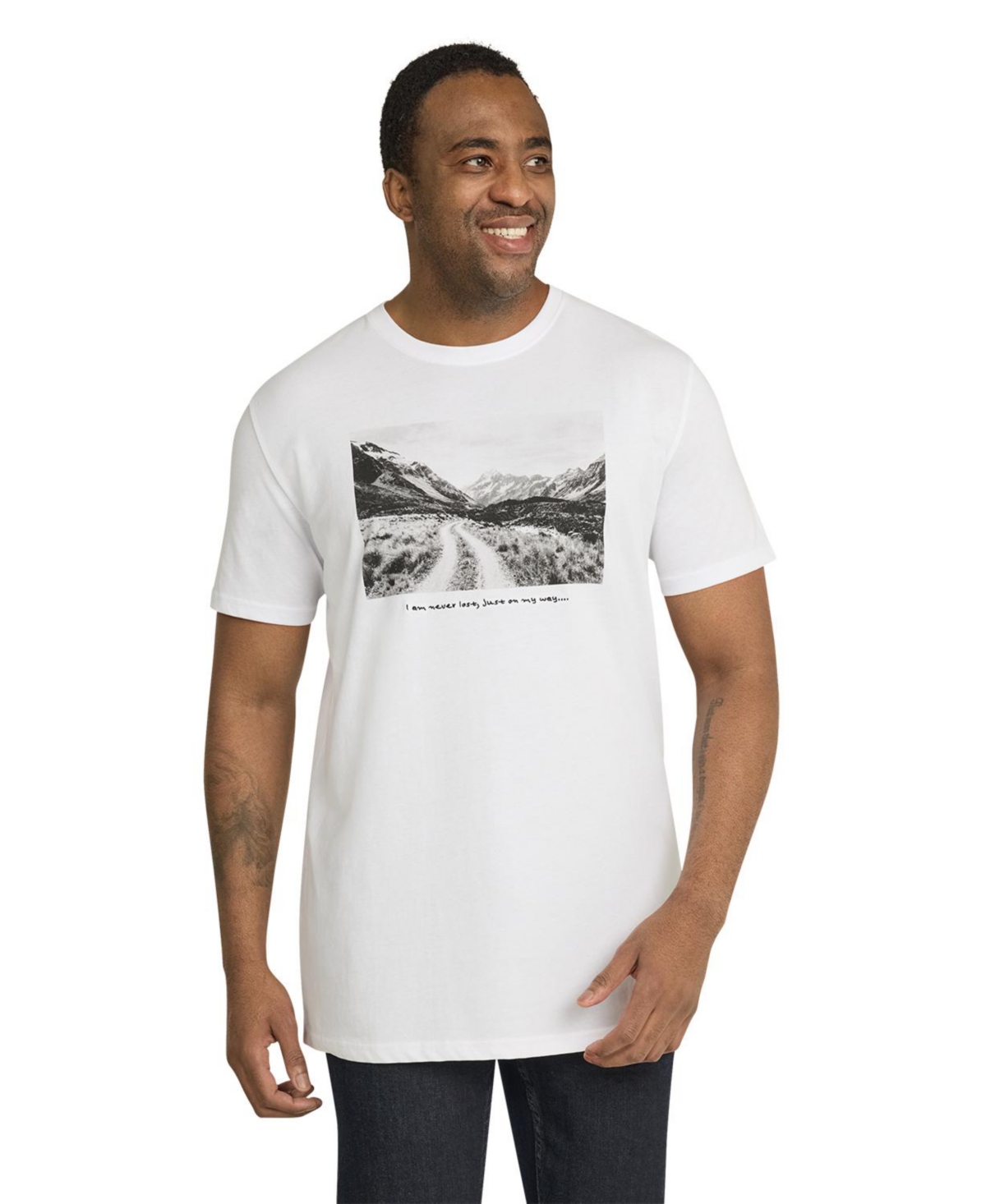 Big & Tall Montage Longline Tee - White