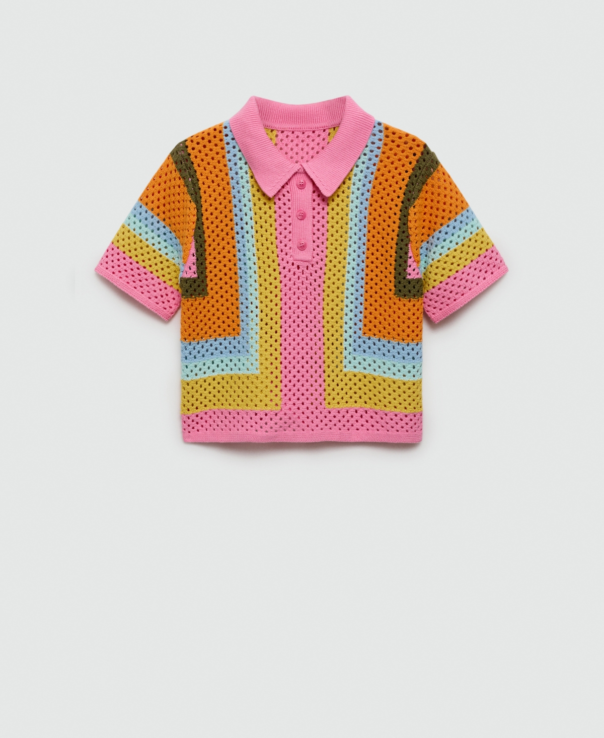 Mango Women's Combined Crochet Polo Shirt