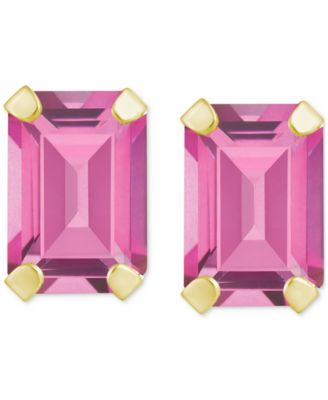 Pink Topaz Emerald-Cut Solitaire Stud Earrings (1-3/8 ct. t.w.) in 10k Gold