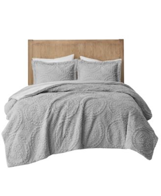 Arya Embroidered Medallion Faux Fur 3-Pc. Comforter Set, King/California King