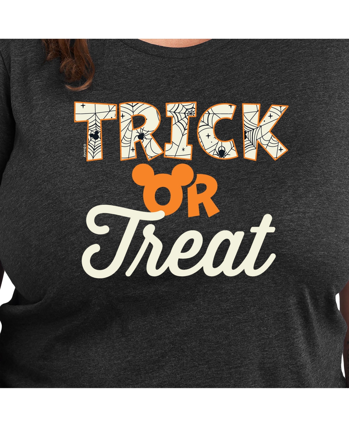 Hybrid Apparel Trendy Disney Trick Or Treat Plus Size Graphic T-shirt In Grey