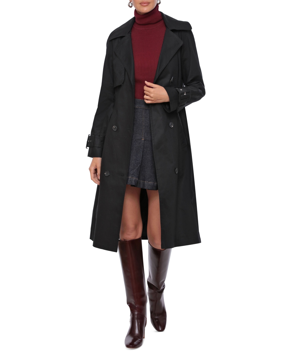 Avec Les Filles Women's Belted Hooded Trench Coat, Created for Macy's