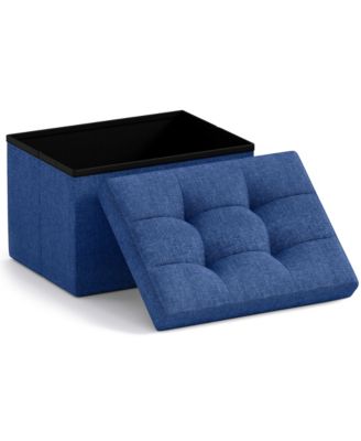 Collapsible Rectangle Storage Ottoman – Small Footrest with Hidden Storage, 12" x 16" x 12"