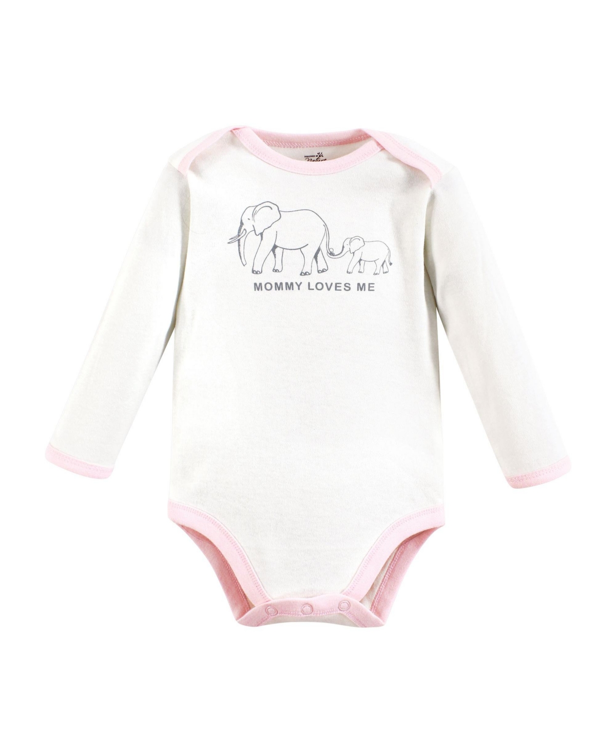 Touched by Nature Baby Girls Organic Cotton Long-Sleeve Bodysuits, 12-18 Months - Pink peanut