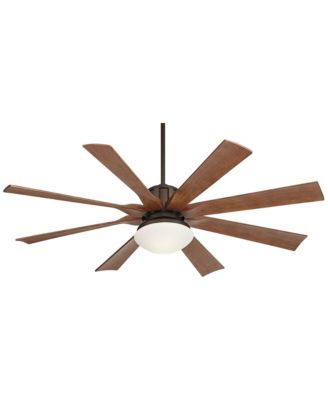 60" Industrial Outdoor Ceiling Fan with LED Light Remote Control Bronze Koa Opal Glass Damp Rated Patio Gazebo