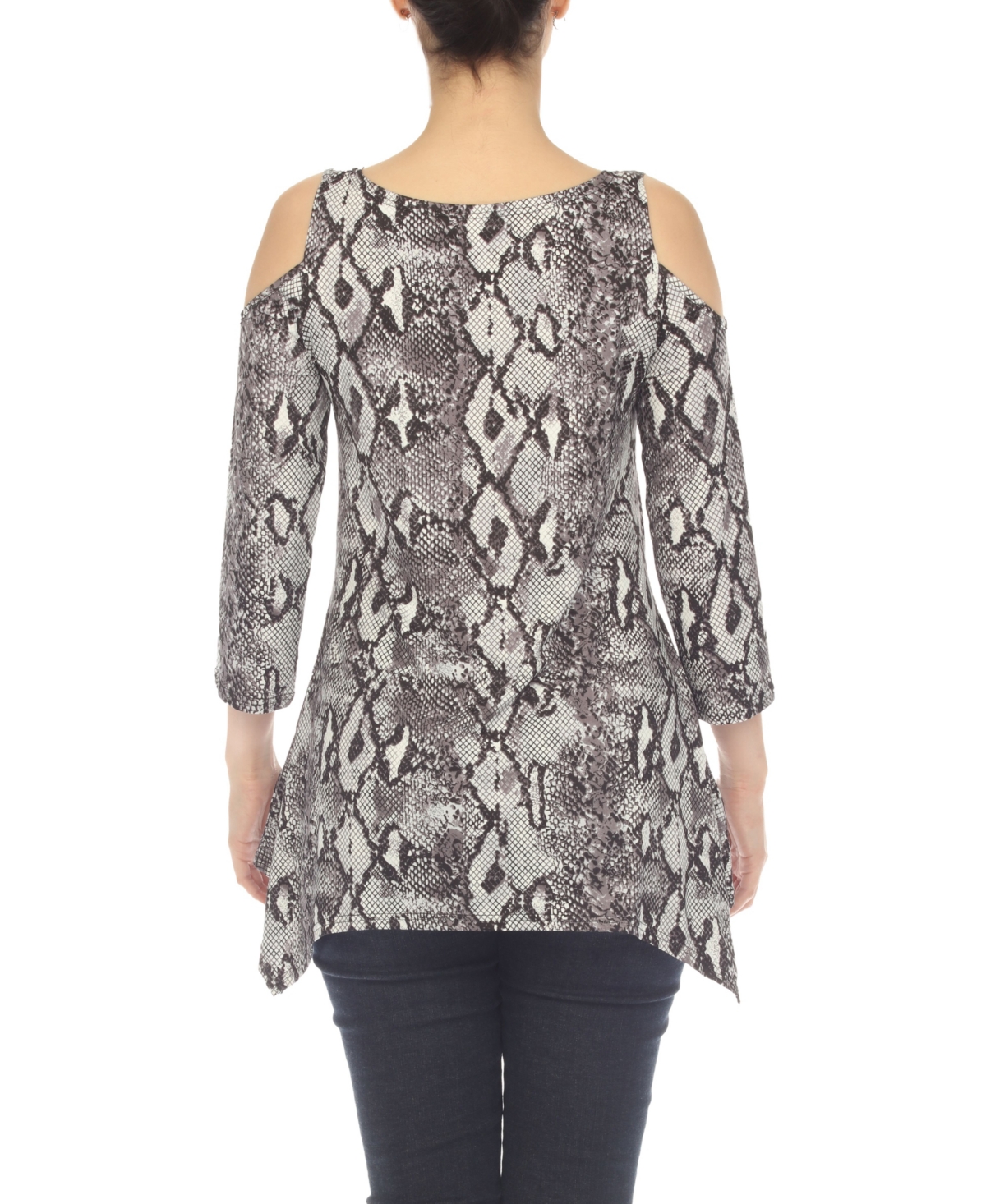 WHITE MARK MATERNITY SNAKE PRINT COLD SHOULDER TUNIC 