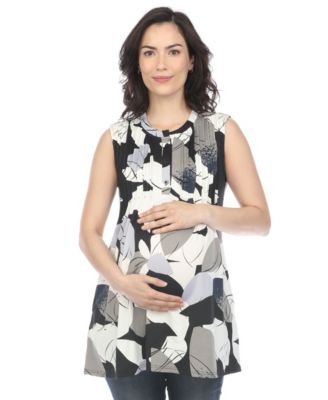 Maternity Pleated Front Sleeveless Tunic Top