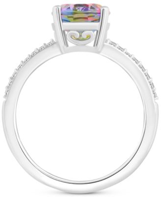 Mystic Topaz (3-5/8 ct. t.w.) & Diamond (1/10 ct. t.w.) Oval Solitaire Ring in Sterling Silver (Also in Pink Topaz)